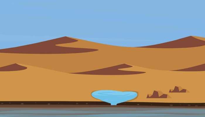 新疆库木塔格沙漠海市蜃楼奇观 像从沙漠走到沙滩上
