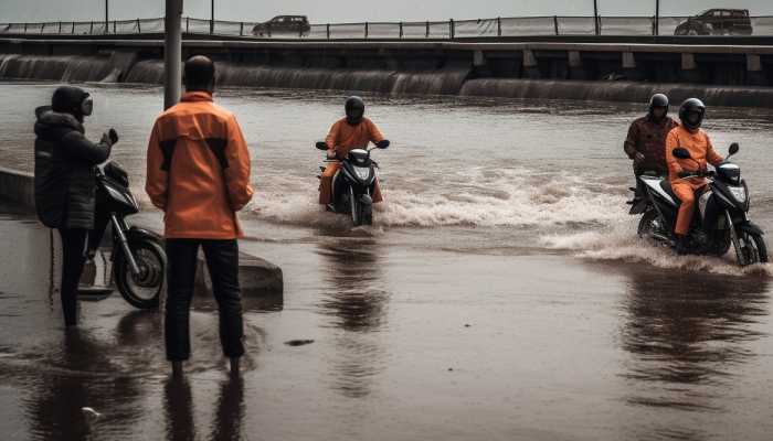 台风三巴来袭致广东阳江遭遇暴雨 洪水蔓延有轿车被冲走